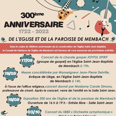 300ème ANNIVERSAIRE  DE L'EGLISE ET DE LA PAROISSE DE MEMBACH